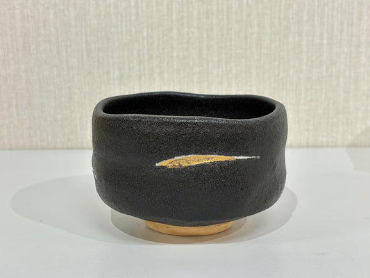 SBKTB211 紀州焼 葵窯 寒川栖豊造 那 智黒茶碗(共箱)