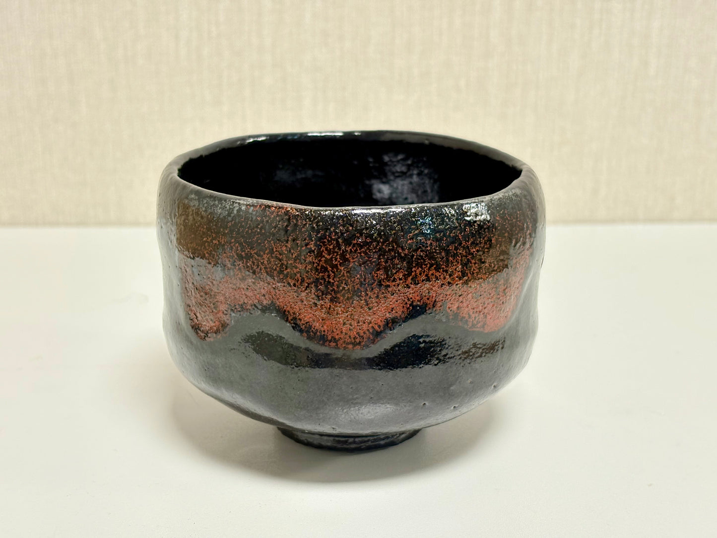 SBKTB225 楽焼　佐々木松楽造　黒楽　茶碗 (前大徳寺福本積應書付)(銘：常磐)